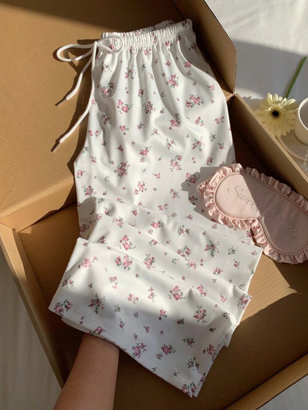 Multicolor Boho Women's Drawstring Waist Floral Print Casual Sweatpants